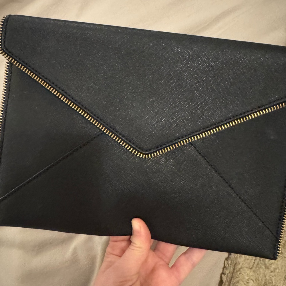 Rebecca Minkoff Black Clutch with Gold Accents - Picture 1 of 4